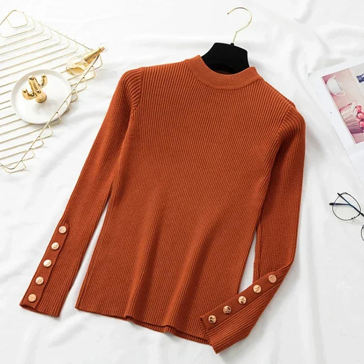 Button O-Neck Sweater